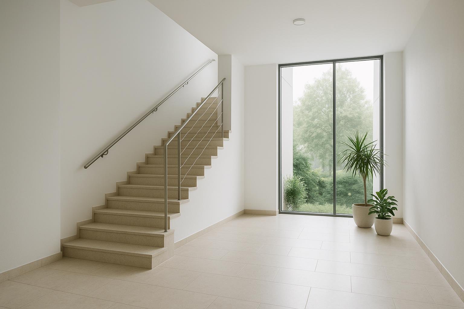 Portal y escalera de una comunidad de vecinos limpia